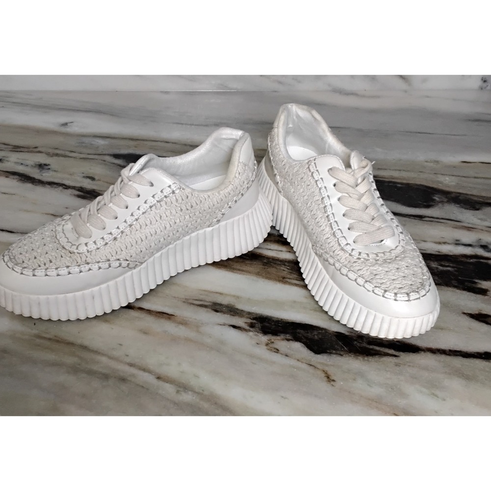 Shu Shop Selina‎ Sneakers Bone Off White Woven Chunky Ribbed Sole Sz 7